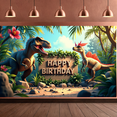 thumbnail image 4 of LUUFILx Dinosaur Birthday Party Backdrop Happy Birthday Banner Background Safari Jungle Photography Props Decorations Kids Party Supplies Celebration, 4 of 8