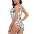 thumbnail image 5 of Yiaed Back To School Print Women One Piece Swimsuits Tummy Control One Shoulder Bathing Suits Pattern Ruffle Swimwear-XX-Large, 5 of 8