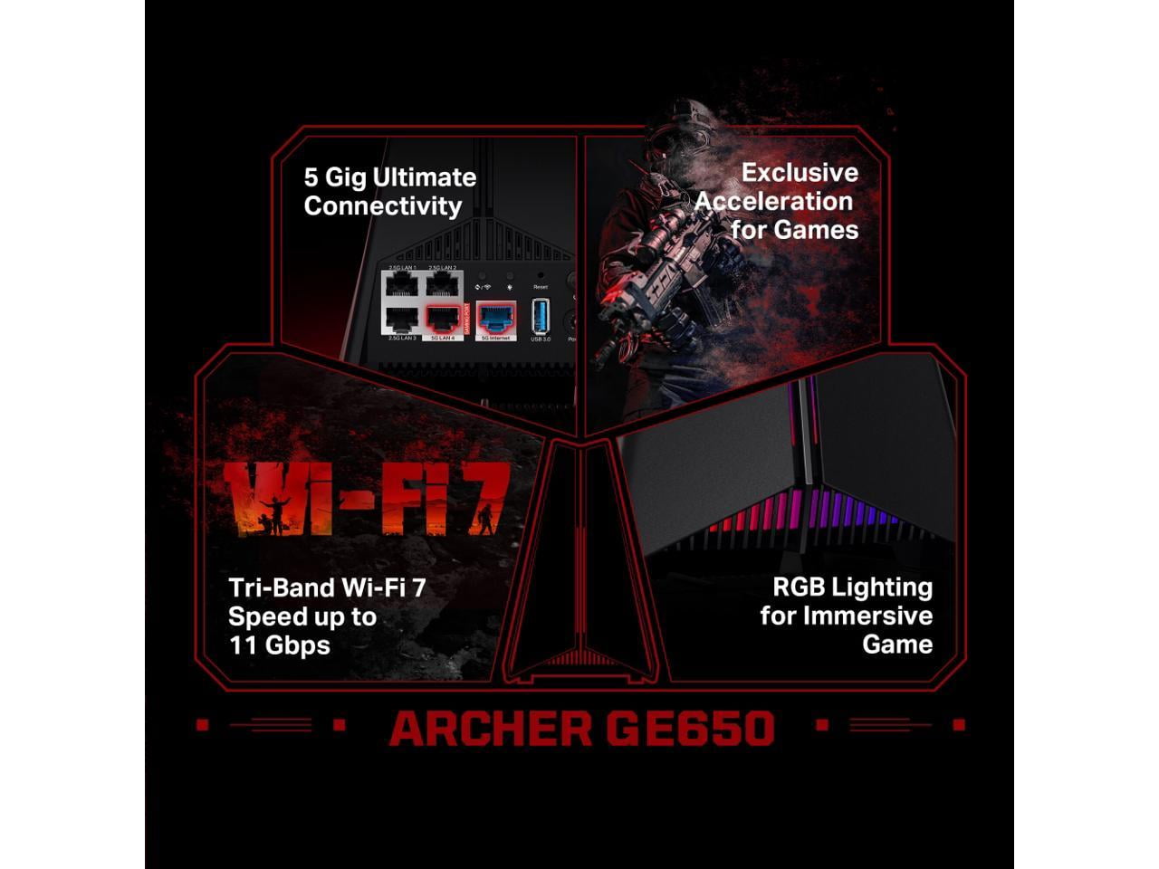 TP-Link WiFi 7 Archer GE650 BE11000 Tri-Band Gaming Router