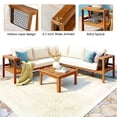 thumbnail image 4 of Harper & Bright Designs Acacia Wood Outdoor Sectional Furniture, Patio Modular Sectional Sofa Set with Ottoman, Garden L-Shaped Conversation Set with Coffee Table, Beige,Teak, 4 of 12
