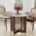 thumbnail image 2 of MAYEERTY Wood Round Dining Table, Farmhouse Dining Table with Rattan Legs, 52"x52"x30", Walnut, 2 of 8