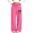 thumbnail image 4 of Cethrio Girls Sweatpants, Open Bottom Printed Fleece-lined Elastic Waist Straight-leg Pants Hot Pink Size 11-12 T, 4 of 6