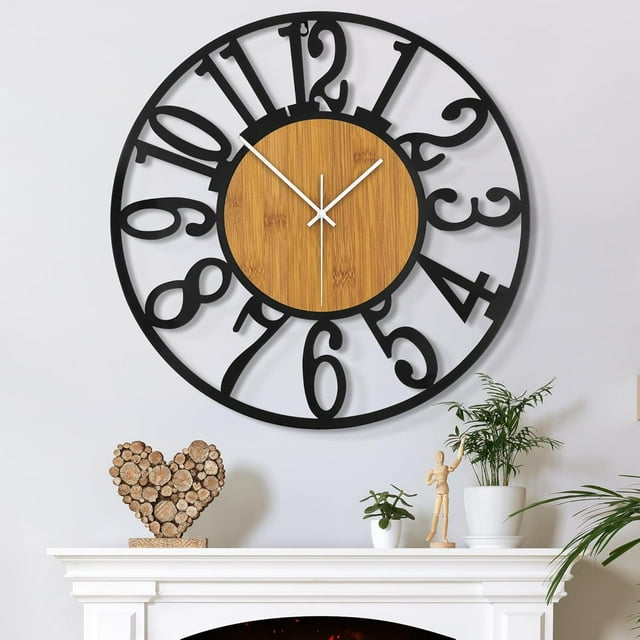 Mee 2ou Wall Clock - 20 Inch Wall Clocks for Living Room Decor - Battery Operated Wall Clock for Bedroom Kitchen - Nearly Silent Wall Clock Non Ticking - Unique Elegant Design for Home Décor