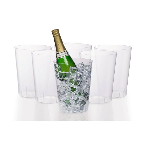 6 Large Disposable Clear Plastic Ice Bucket For Parties Good As a