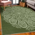 thumbnail image 3 of Oriental Decorative Rug, Abstract Round Mandala Designed with Flower Leaves and Stems Elements, Quality Carpet for Bedroom Dorm and Living Room, 6 Sizes, Olive Green, by Ambesonne, 3 of 4