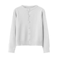 thumbnail image 4 of Lixiuxyad Light Knit Cardigans for Women Solid Color Round Neck Pearl Buckle Knitted Cardigan Women's And Versatile Top Long Sleeve Women's Spring And Autumn, 4 of 4