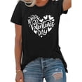 thumbnail image 1 of Camiseta de cuello redondo con estampado de corazones y letras, camiseta de manga corta para San Valentín, primavera y verano, para mujer. Para adultos, hombres, mujeres, adolescentes, jóvenes., 1 of 5