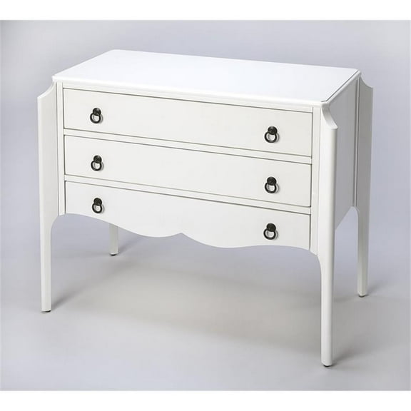 Pemberly Row Contemporary Glossy Accent Chest In White Finish