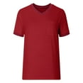thumbnail image 5 of GaThRRgYP Womens Shirts under $5,Women's Loose Casual Solid Color Patchwork V-neck Short Sleeved Top Red M, 5 of 9