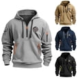 thumbnail image 3 of Hpapadks Men Hoodie Athleisure Half Zip Hoodies Pullover with Zippered Pocket Arm Embroidered Tactical Hooded Sweatshirts for Men, 3 of 3
