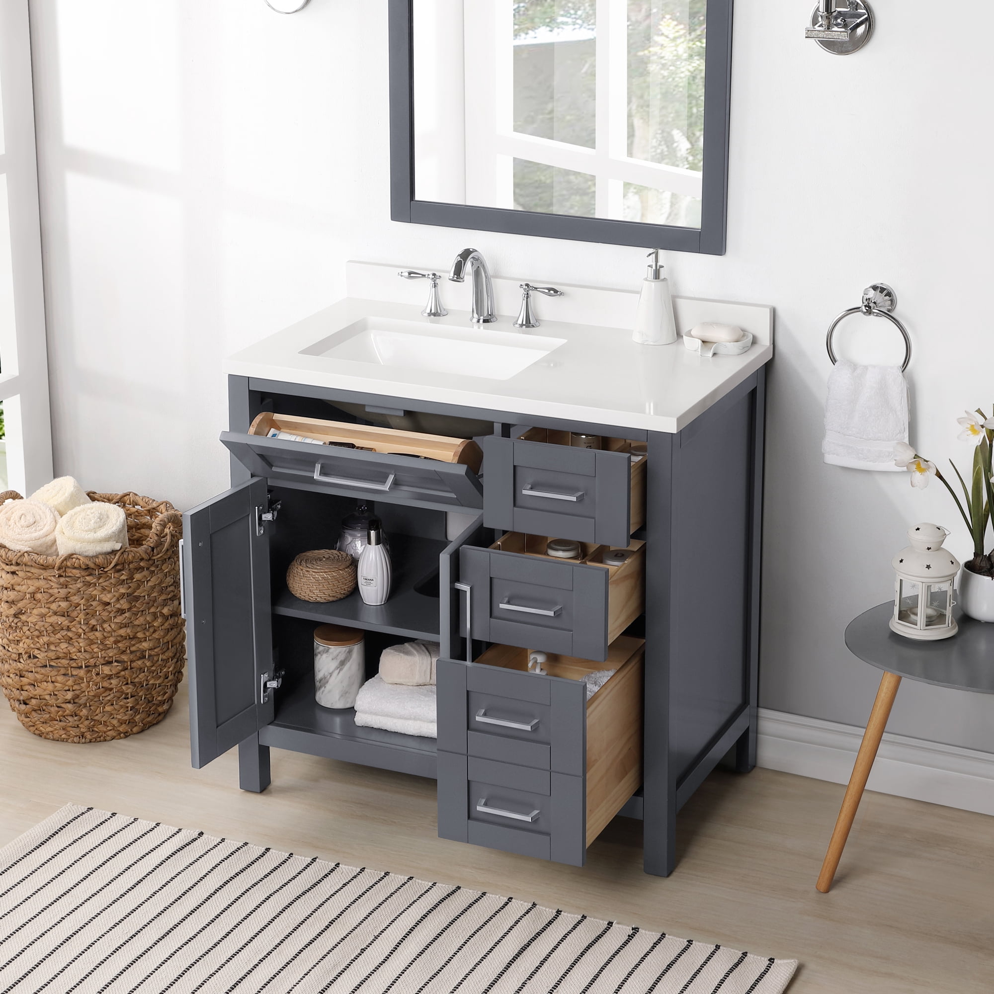 Ove Decors Tahoe 36 W x 21" D Freestanding Bathroom Vanity with Sink, Dark Charcoal