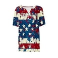 thumbnail image 5 of Cavosen American Flag T Shirts Women Petite Red White and Blue Short Sleeve V Neck T Shirts USA Star Striped Graphic Tops Lady XL Patriotic Casual T Shirts Independence Day Tunic Tees, 5 of 5