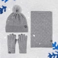 thumbnail image 2 of HNMKIU Couples Winter Outdoor Warm Knit Pile Hat Scarf Three Piece Check Set Matching Accessory Dark Gray - One Size, 2 of 9