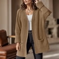 thumbnail image 2 of HCYSFG Womens Longline Cardigan Sweater Open Front Long Sleeve Patch Pockets Textured Knit Loose Fit Everyday Layering Tops, 2 of 5