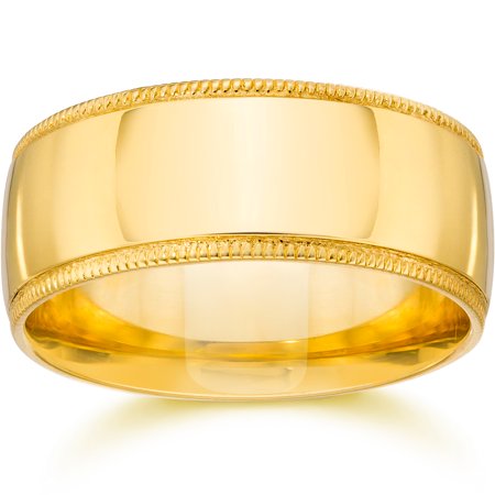 10MM Milgrain Wedding Band 14K Yellow Gold