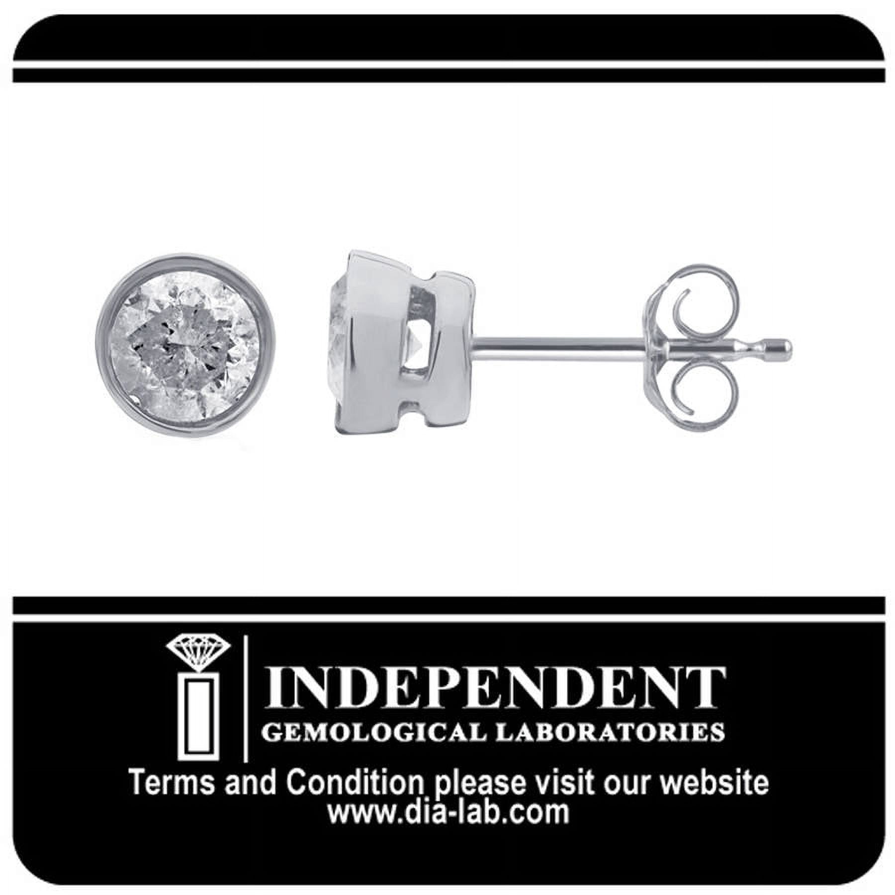 1.00 Carat T.W. Round Diamond 14kt White Gold Bezel Stud Earrings, IGL Certified, Comes in a Box