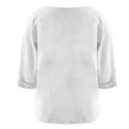 thumbnail image 3 of Breezora Women's Casual Button-Down Shirt Round Neck Cotton Linen Long Sleeve Top Elegant Minimalist Office Wear XL Size White, 3 of 4