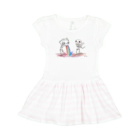 

Inktastic Skeleton Pukes Rainbow Gift Toddler Girl Dress