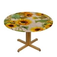 thumbnail image 3 of JEUXUS  Orange Floral Watercolor Sunflower Washable Polyester Table Cloth Decorative Table Cover Waterproof Round Tablecloth, 3 of 7