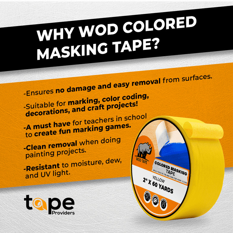WOD Tape Colored Masking Tape Rainbow 4 in. x 60 yd. Fun Arts, 6 Pack