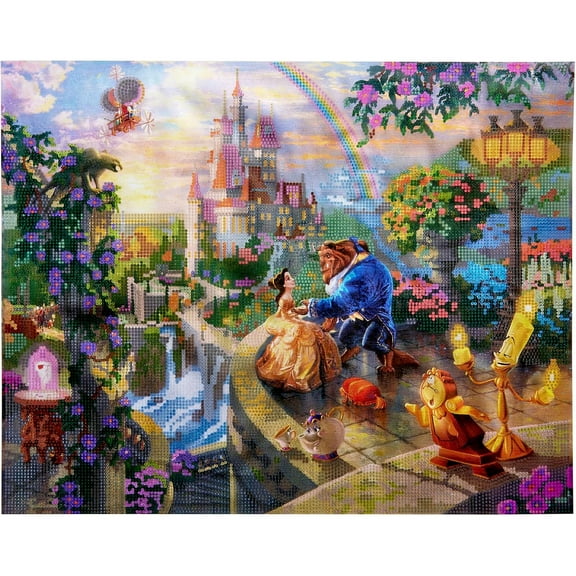 RoseArt Disney Dreams Thomas Kinkade Diamond Art - Beauty and the Beast Falling in Love 20" x 16"