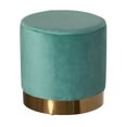 thumbnail image 3 of Vintiquewise QI004323.TBL Modern Round Velvet Fabric Standard Ottoman Stool with Gold Base, Teal blue, 3 of 9