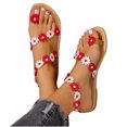 thumbnail image 5 of Summer Plus-size Ethnic Style Flower Clip-toe Beach Flat Sandals Summer Sandals Red 37, 5 of 6