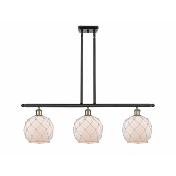 516-3I-BAB-G121-8RW Innovations Lighting Farmhouse Rope - 3 Light Island In Industrial Style-11 Inches Tall and 36 Inches Wide-Black Antique Brass
