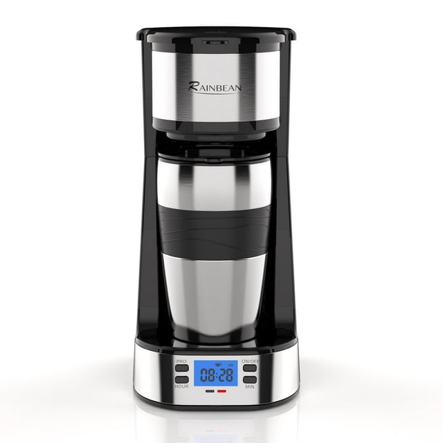 Single Serve Coffee Maker, Programable Single-Serve Brewers, Timer Auto Start/Off, 14 Oz Single Cup Coffee Machine For Ground Coffee, 700W Quick Brewing, Perfect Gifts for Coffee Lovers