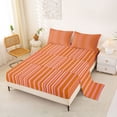 thumbnail image 2 of Castle Fairy Hippie Vertical Stripe Bed Sheets 4-Piece,Bohemian Thin Line Full Size Sheets,Orange Pink White,1 Flat Sheet, 1 Fitted Sheet and 2 Pillowcases, 2 of 7