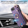 thumbnail image 6 of Allytechgroup Wallet Case for iPhone 16e, Support Car Mount, Luxury PU Leather Shockproof Anti-Fall 360° Finger Ring Stand Rotatable Kickstand Case with Magnetic Snap & Card Slots, Purple, 6 of 8