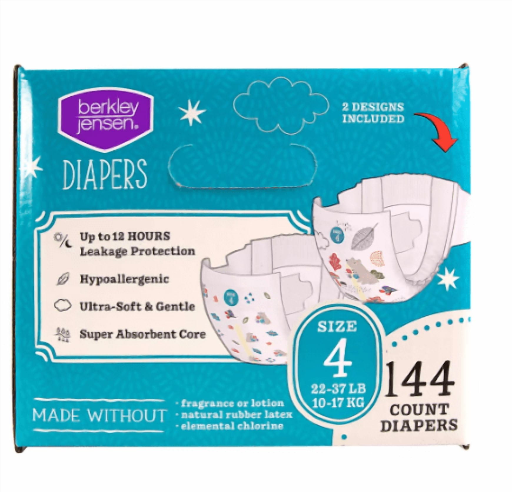 Berkley Jensen Diapers Size 4 (22-37 LB) 144 Count
