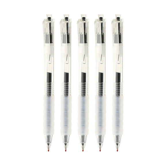 YIMWNYI 5-Piece Retractable Gel Pens Set, 0.5mm Pressing Business Pen, Transparent Gel Writing Pen for Office and Professional Use, Smooth Ink Flow, Durable & Comfortable Grip