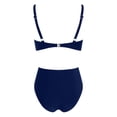thumbnail image 3 of Women's High Waisted Bikini Sets Trendy 2026 Sexy Summer Beach Swim Suits V Neck Tummy Control Bathing Suit (Navy,S), 3 of 4