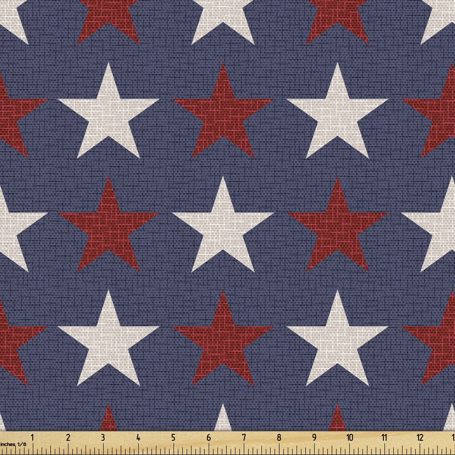Primitive Country Fabric by The Yard, Symmetric Stars United States