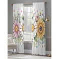 thumbnail image 5 of Colorful Daisy Floral Sheer Curtains 108 Inches Long 2 Panels Set, Window Sheer Curtains for Living Room/Bedroom, Spring Flowers Botanical Leaves Rustic Light Filter Rod Pocket Curtain 52''x108''x2, 5 of 8