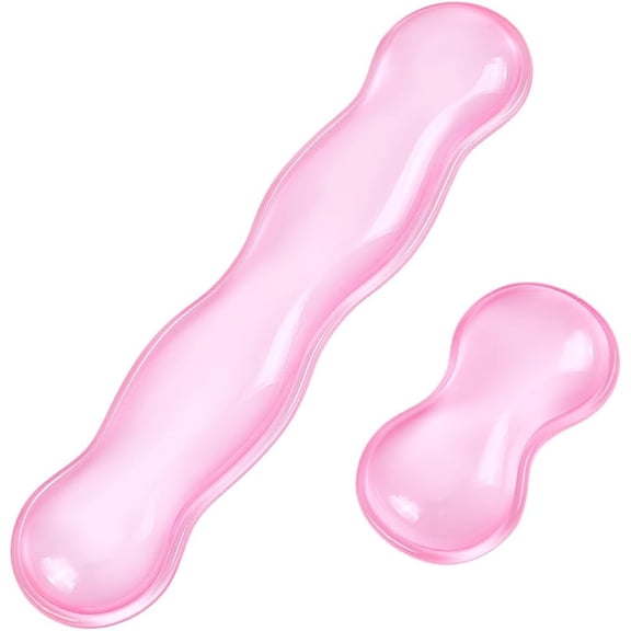 2Pcs 2 Styles Silicone Wrist Rest for Keyboard and Mouse Clear Gel Keyboard and Mouse Wrist Rest Set Desk Pads Support Hand