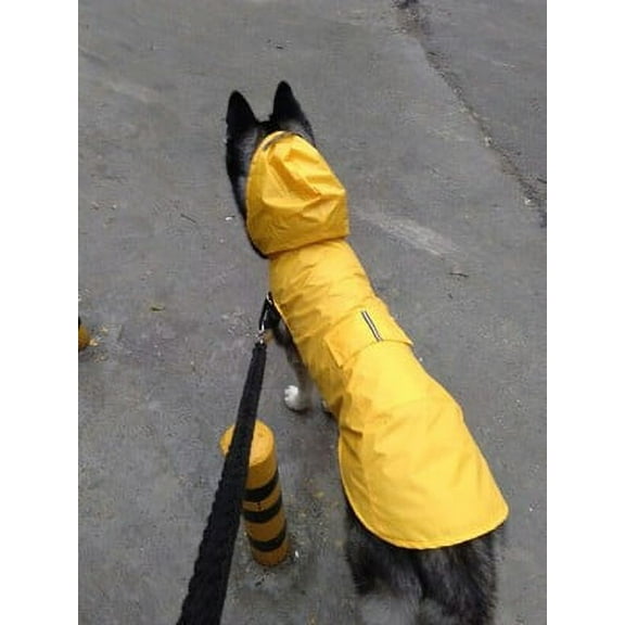 Nvzi -b Waterproof Dog Raincoat, Reflective Lightweight Pet Rain Clothes with Poncho Hood (XXL, Yellow)