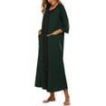 thumbnail image 4 of Housecoat Women's Short Sleeve Zipper Robe Long Nightgown Lougewear with Pockets S-XXL, 4 of 7