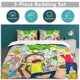 thumbnail image 5 of Thickened Bed Three Piece Set, Cartoon Rick And Morty Printed Soft Bedding Set With Pillow Shams 79"x90", 5 of 8