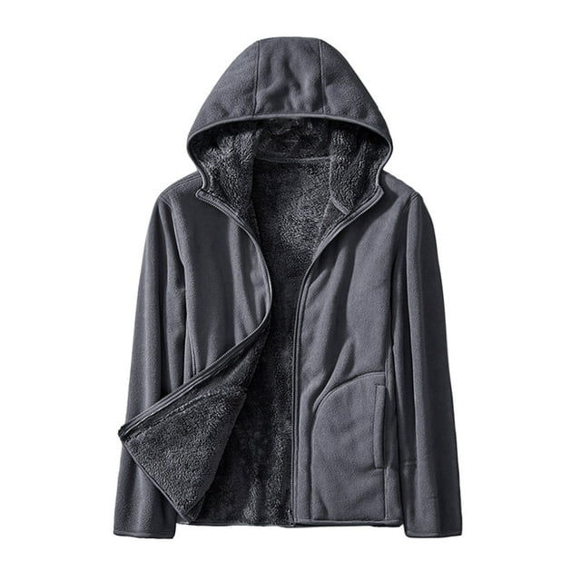 LOVZFMLL Jackets for Women Ladies Fleece Thickened Warm Hooded Reversible Jacket