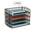 thumbnail image 6 of Mind Reader Stackable Paper Tray, Desktop Organizer, File Storage, Metal Mesh, 4 Piece, Black, 6 of 10