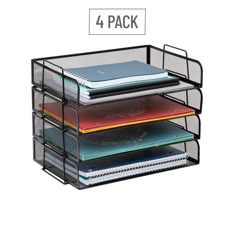 Papier Organizer Brievenlade, Stapelbare Bureau File Organizer, Clear File Organizer voor Bureau, Office Organizer voor File Paper, Ipad, Letter, A4 Office File, Boeken, Notities, 2 Pack verticaal