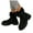 Black, variant on Fuzzy Mid Calf Boots for Women Fleece Lined Slip On Combat Booties Platform Non Slip Wide Calf Suede Riding Snow Boots Black Size 8.5