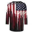 thumbnail image 4 of Xdegoge 4th of July Patriotic T Shirt for Women USA American Flag Three Quarter Sleeve Crewneck Stars And Stripes Happy Labor Day Graphic Print Breathable Summer Tops, 4 of 6