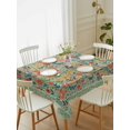thumbnail image 2 of Boho Green Flowers Rectangle Tablecloth, Spring Abstract Watercolor Floral Leaf Waterproof & StainResistant Tablecloth, Washable Oil-proof Table Cover for Dining/Party/Wedding/Camping/Buffet 52x70 In, 2 of 9