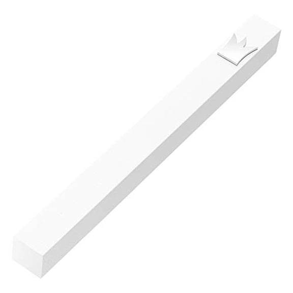 A&S Mezuzot Aluminum Adi Slider Mezuzah Case with Crown Shin Design Door Mezuza for Parchment Scroll Home Blessing Decor (White, 12cm-5inch)