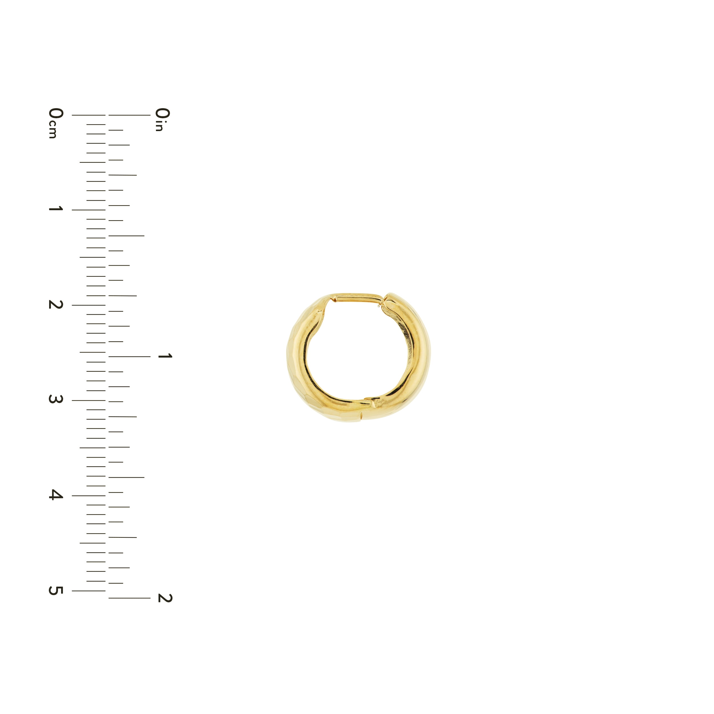 14K Yellow Gold Textured Huggie Wide Hoop Earrings - Women
