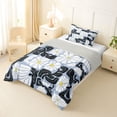 thumbnail image 2 of Homewish Vintage Daisy Floral Twin Comforter Sets,Boho Geometric Art Bedding Set,White Blue,Light Gray Reversible,2pcs,1 Comforter and 1 Pillowcase, 2 of 7