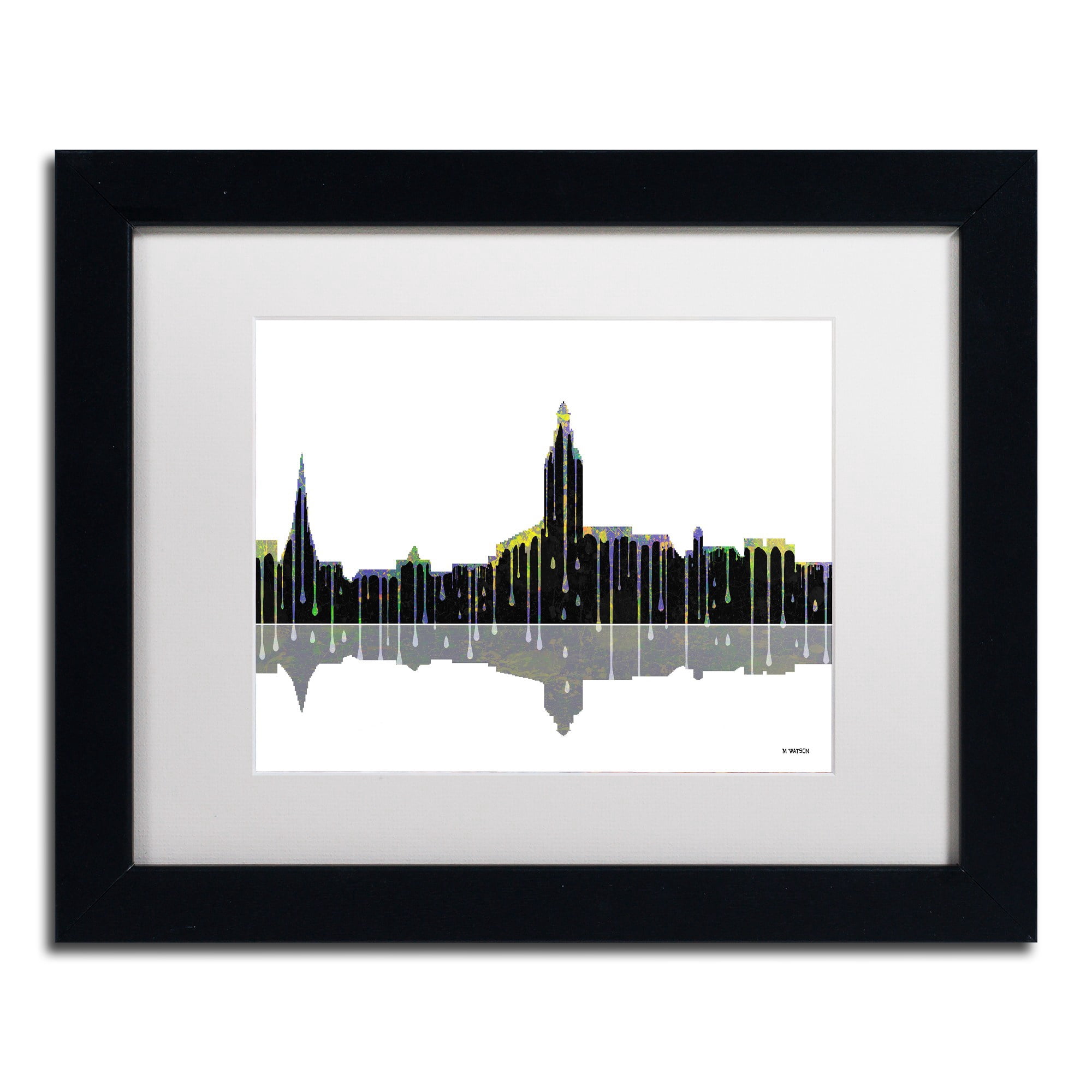 Trademark Fine Art "Annapolis Maryland Skyline" Canvas Art by Marlene Watson White Mat, Black Frame